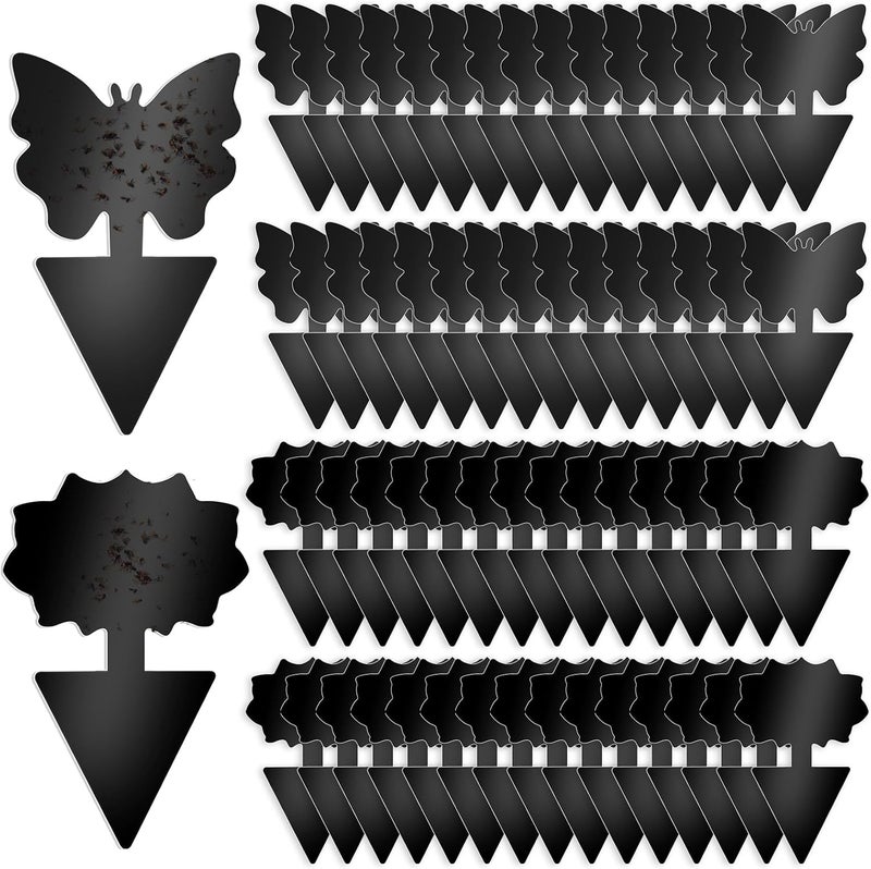 Boromine Fruit Fly Traps, 60 Pack Black Sticky Traps, Fungus Gnat Traps, Plant Fly Stickers for Indoor and Outdoor Use Protect The Plant - Image 1
